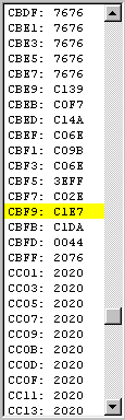 screen capture of debugger stack window