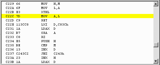 disassembly window showing overlay disabled